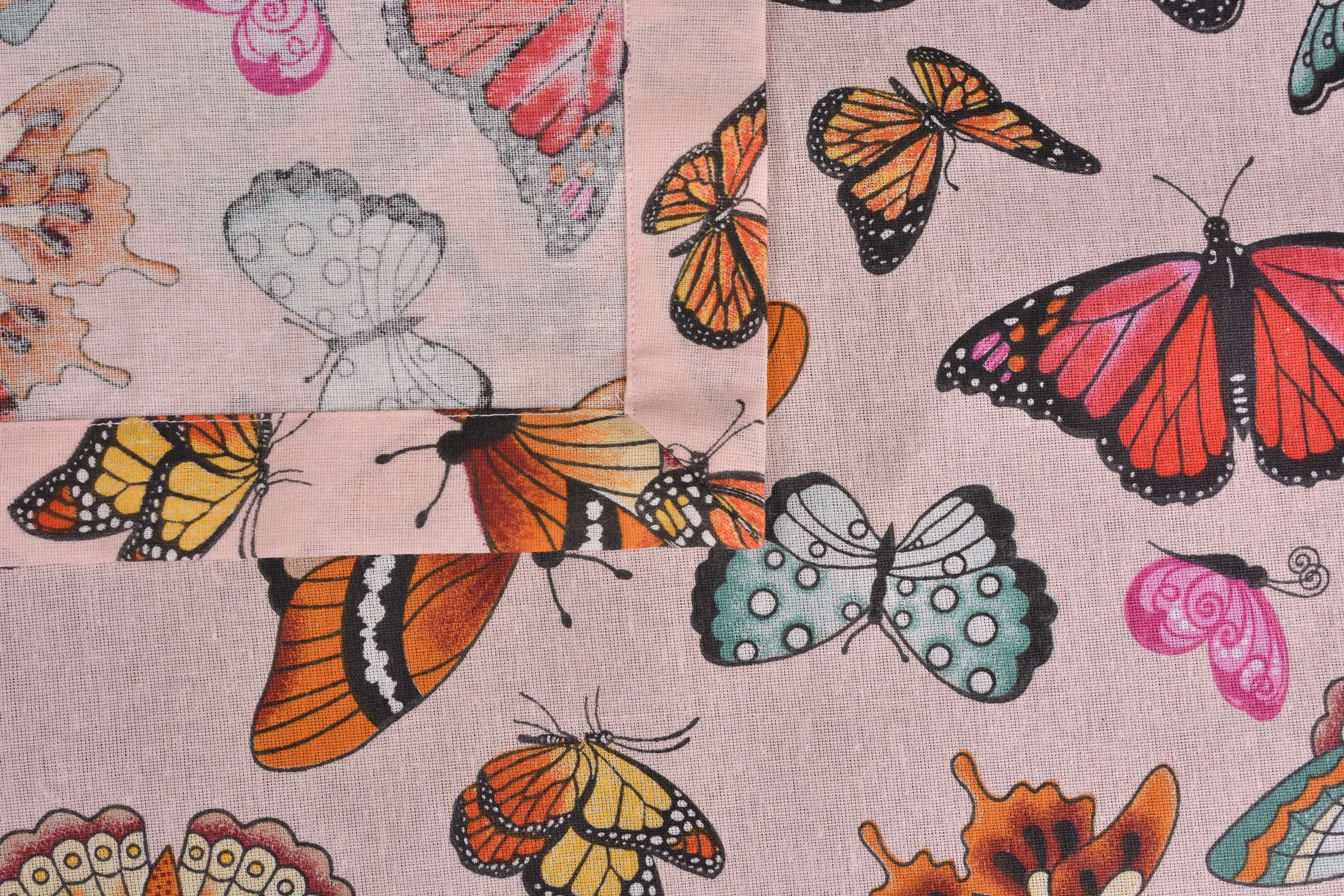 Metre Tablecloth Dragonfly Butterflies Beige Pink Size Selectable Washable