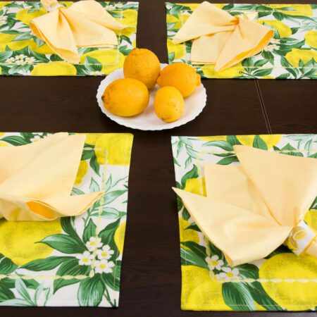 Комплект за 4 души от подложки за хранене с жълти лимони