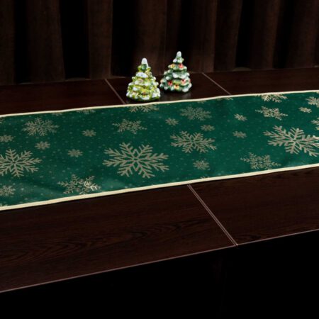 сатенен коледен тишлайфер в зелено и златисто