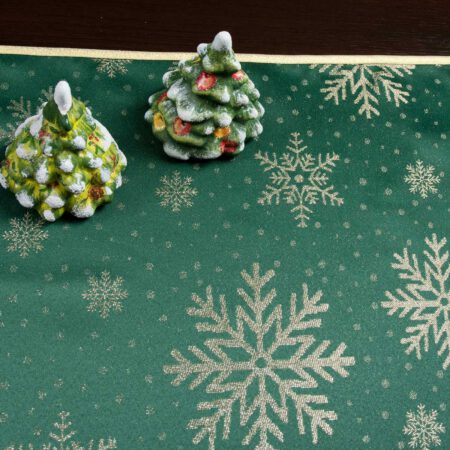 зелен коледен тишлайфер със златни снежинки
