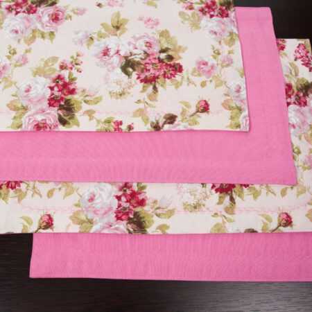 комплект 4 бр. двулицеви подложки за сервиране в разцветка на розови рози