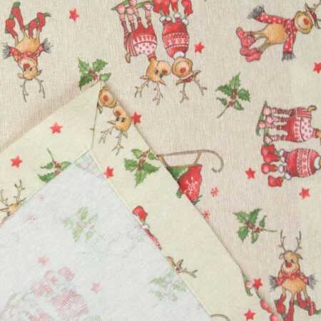 Обратна страна и подгъв на коледен тишлайфер с еленчета