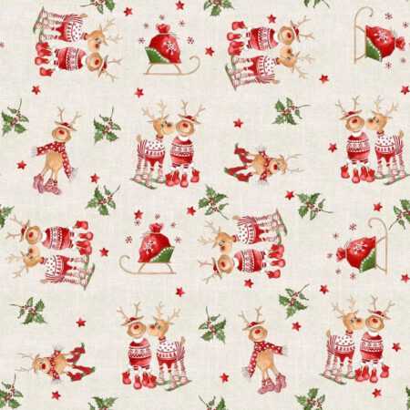 Разцветка на коледна покривка за маса с еленчета