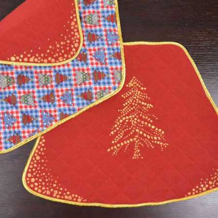 Двулицеви, ръчно рисувани, коледни подложки за хранене